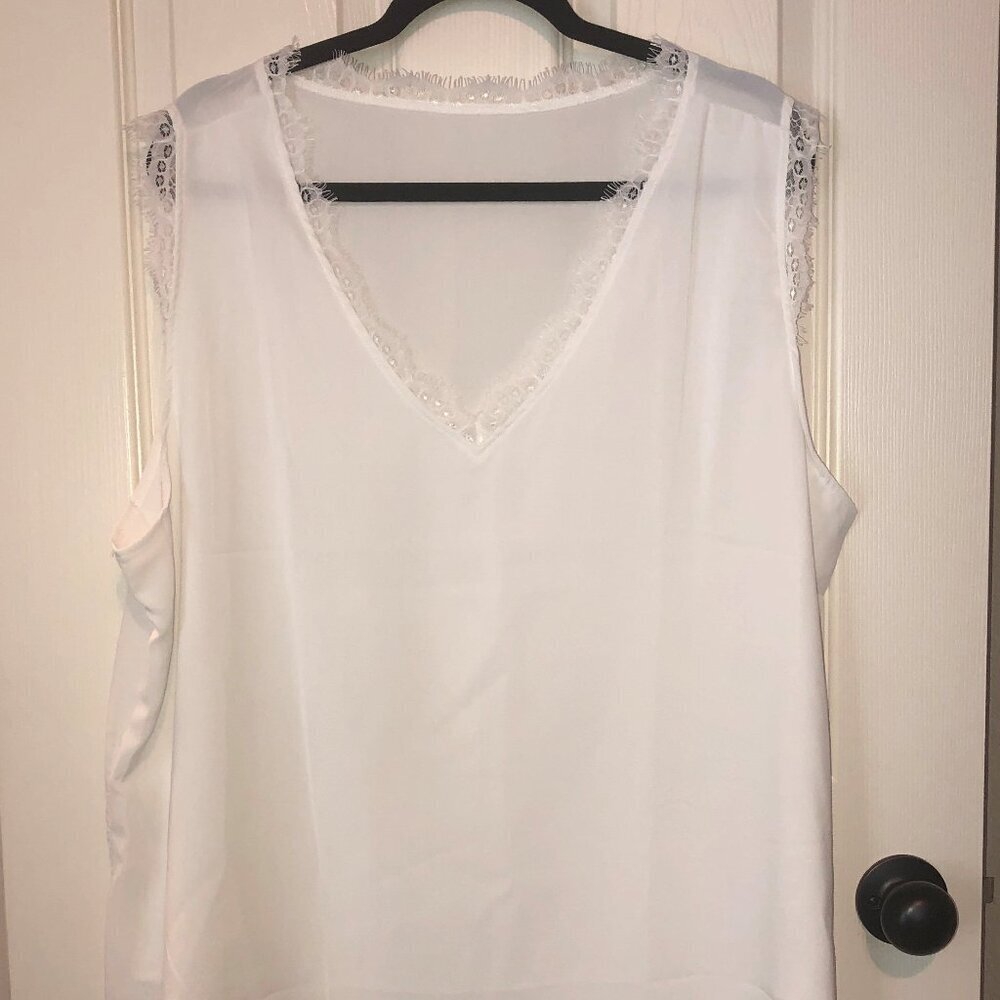 Ivory v neck lace trim polyester‎ and spandex dress tank size 3X